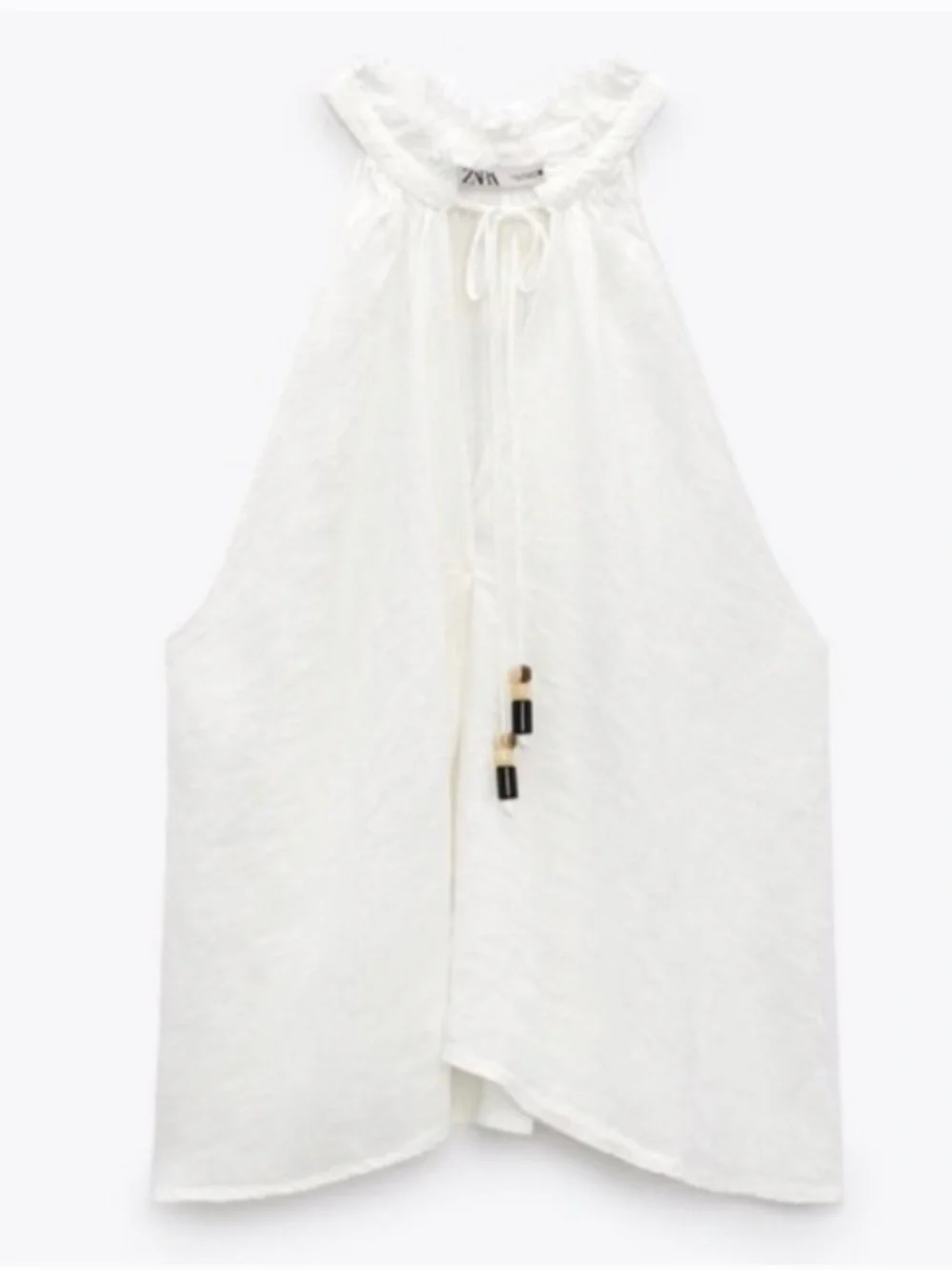 Zara FRAYED LINEN TOP & LINEN PANTS SET SZ M